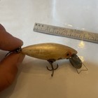 Rare Wood And Metal Vintage Fishing Lure Heddon  Mcgill  Dying Minnow
