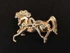 Vintage 1953    prancing Horse    Dressed For Entertainment Gold Washed W rhinestone