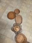 Authentic Vntg Boho Woven Basket Wall Decor Set Of 10 Seagrass Wicker Bamboo