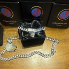 Aj Silver Tone Cuban Link Chain Necklace  Silver Plated Metal  Box Clasp