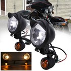 Black Motorcycle Passing Driving Spot Fog Lamp Turn Signal Light Bar For Harley