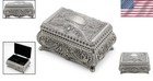 Vintage-inspired Jewelry Trinket Box - Stylish Black Velvet Lined Storage Chest