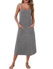 Long Cotton Racerback Nightgowns For Women Sleeveless Small Deep Grey