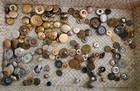 Lot 300  Buttons Vintage Antique Gold Metal Silver Tone