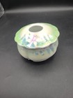 Vintage Porcelain Hand Painted Floral Hair Receiver Green Purple  Irredescent 