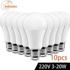 10pcs Led Light Bulbs E27 E14 220v Energy Saving Lamp 3w To 20w Options