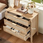 Oversized Night Stand Rattan Drawer Storage Bedroom End Table W  3 Drawers New