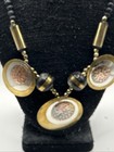 Vintage Necklace 1980 s Multi Metal Silver Tone  Copper   Brass Statement 20 