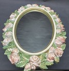 Home Interiors Oval Pink Gold Roses 27 X 19 Shabby Chic Vintage Wall Mirror Vgc