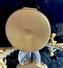 1960s Vintage Fifth Avenue Powder Compact Mirror Gold Etched Flowers Case Vanity