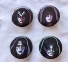 Kiss  Button Pin Set Solo Albums Licensed Kiss  Ace Peter Gene Paul 4pc Lot
