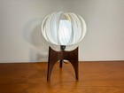 Handcrafted Mid Century Danish Modern Walnut Table Lamp W Fiberglass Tulip Shade