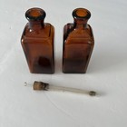 2 Antique Amber Medicine Bottles  One With Dropper 5x2x1 5   