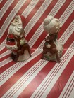 Vintage Rare Christmas Mr And Mrs Santa Class Salt And Pepper Shakers W  Deer