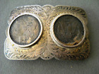 Southwestern 2 Morgan 1879 Silver Dollar Coins Sterl Silver Engraved Belt Buckle