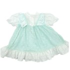 Hugs   Kisses Vintage Girls Dress Mint Green Swiss Dot Lace Made In Usa Size 12m