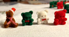 Vintage Mini Flocked Teddy Bears Lot Of 67 Miniature Red Green White Brown