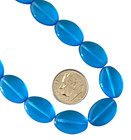 25 Beads Aquamarine Blue Preciosa Czech Bohemian Glass 16x11mm Flat Puffed Oval