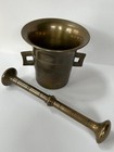 Antique Large Heavy Brass Apothecary Mortar And Pestle  5 Mark Pharmacy 19th C