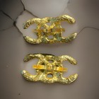  Chanel Vtg  Cc Shoe Clips Bluette France Gold Logo Hardware     80s Couture Pair