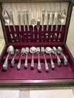 76 Pc 1847 Rogers Bros Vintage Grape Silverplate Flatware Set W  Chest   Papers
