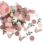 200 Pcs Rose Gold Glitter Wedding Table Confetti  Greenery Rose Gold Love
