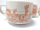 Lot Of 4 Vintage Cowboy Western Chuckwagon Wallace China Restaurant Coffee Cups