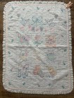 Vintage Small Baby Quilt Blanket Throw Embroidered Hand Stitched 33x43 Animals