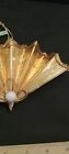 Vintage Japan Folded Gold Paper  Decorated Fan Christmas Ornament