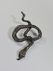 Snake Lapel Pin Silver Color Metal Nice Details Large Size 