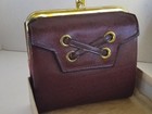 Vtg Princess Gardner Leather Wallet Kiss Lock Tri-partite French Purse