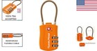 Orange Tsa Approved Travel Combination Cable Lock For Luggage   Backpacks