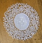Vintage Antique Set Of 12 - 5  Handmade Ecru Linen   Tatting Coaster Doilies 