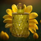 Clear Yellow Diamond Cut Vintage Style Glass Round With Cork Height   4 5 Inch