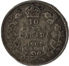 1902 H   Canada  10 Cents  Coin-   925 Silver  - Km 10 - Lot C35
