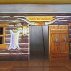 Vtg Tin Litho Marx Toy Usa Roy Rogers Bar M Ranch Cabin 1950 s Cowboy Western