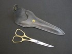 France Vtg  medaille D or-chrome Tenna  Gold-plated Scissors tool   Leather Case