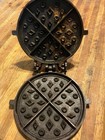  rare  Antique Waffle Maker Cast Iron