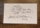 Hank Ketcham Signed Sketch Dennis The Menace 3 X 5 Card Cartoonist Autograph