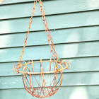 Vintage Iron Metal Outdoor Hanging Basket French Wire Planter 11  X 6  W chain