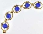 Vintage Bullet Glass Bracelet High Dome Sapphire Blue Cabochon   Rhinestone