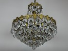 Antique French Brass   Crystal Chandeliers Light Fixtures 1960   s