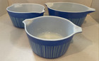 Vintage Pyrex Blue Stripe Bar Code Set 473 1 Qt  474 1 5 Qt  475 2 5 Qt  No Lids