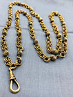 Antique Victorian Gold Filled 30 Inch Continuous Watch Chain Necklace W dog Clip