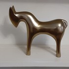 Contemporary Brass Tone Horse Metal Figurine 8x6 Statue Shiny Finish