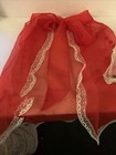 Sweet Vintage Sheer Christmas Tree Pocket Red Hostess Half Apron Needs Repair