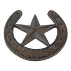 Rustic Lucky Horseshoe Star Cast Iron Decorative Brown Western Decor 5 X 4 3 4 
