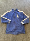 Polo Ralph Lauren Jacket Youth Xl 18-20 Blue White Track Full Zip Big Pony Logo