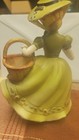 Vintage Lefton Japan Porcelain Victorian Lady Planter Vase Figurine Green