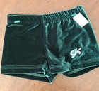 Gk Green Velvet Child Medium Micro Mini Workout Dance Gymnastics Cheer Shorts Cm